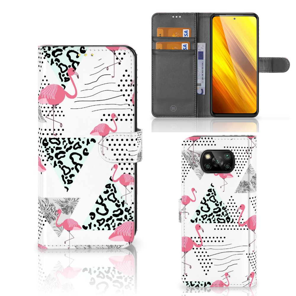 Xiaomi Poco X3 | Poco X3 Pro Telefoonhoesje met Pasjes Flamingo Triangle