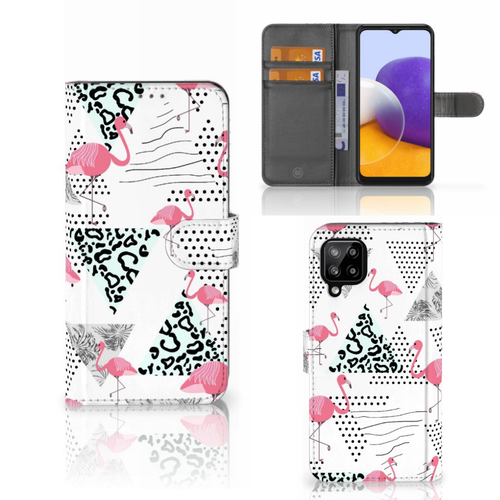 Samsung Galaxy A22 4G | M22 Telefoonhoesje met Pasjes Flamingo Triangle