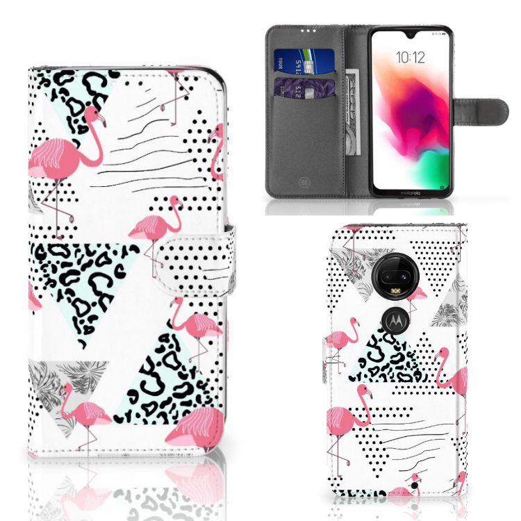 Motorola Moto G7 | G7 Plus Telefoonhoesje met Pasjes Flamingo Triangle