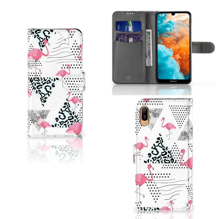 Huawei Y6 (2019) Telefoonhoesje met Pasjes Flamingo Triangle