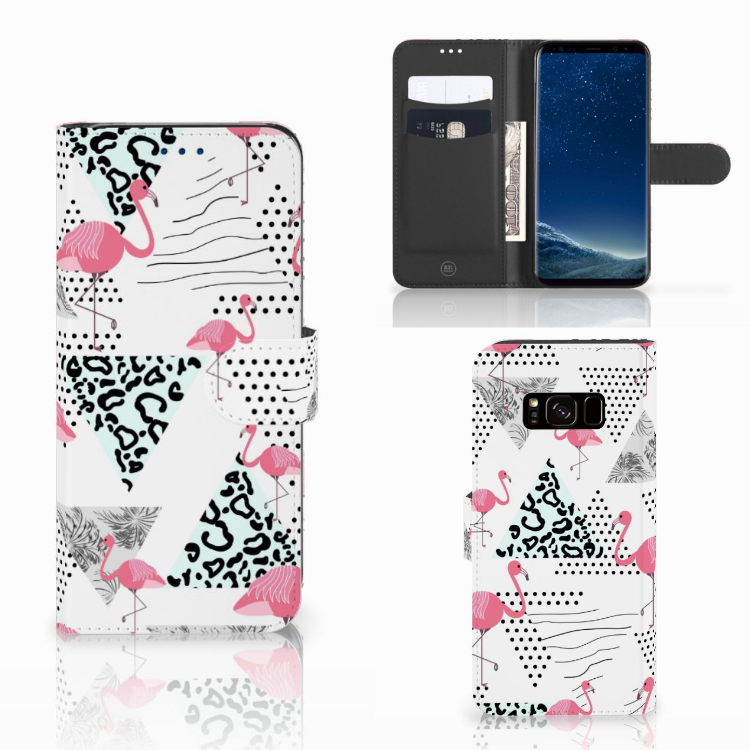 Samsung Galaxy S8 Telefoonhoesje met Pasjes Flamingo Triangle