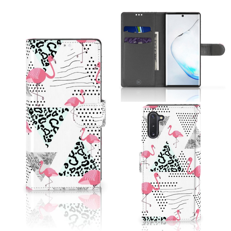 Samsung Galaxy Note 10 Telefoonhoesje met Pasjes Flamingo Triangle