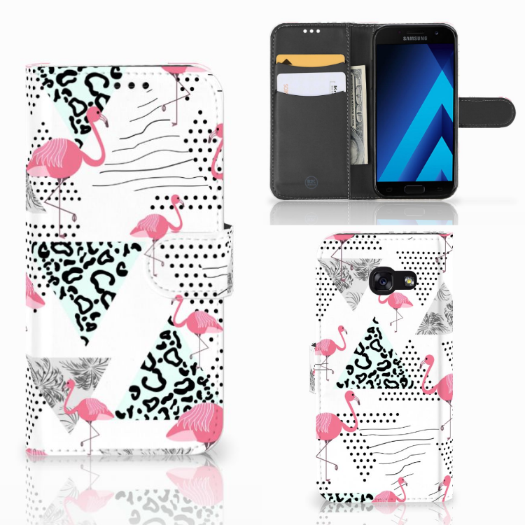 Samsung Galaxy A5 2017 Telefoonhoesje met Pasjes Flamingo Triangle