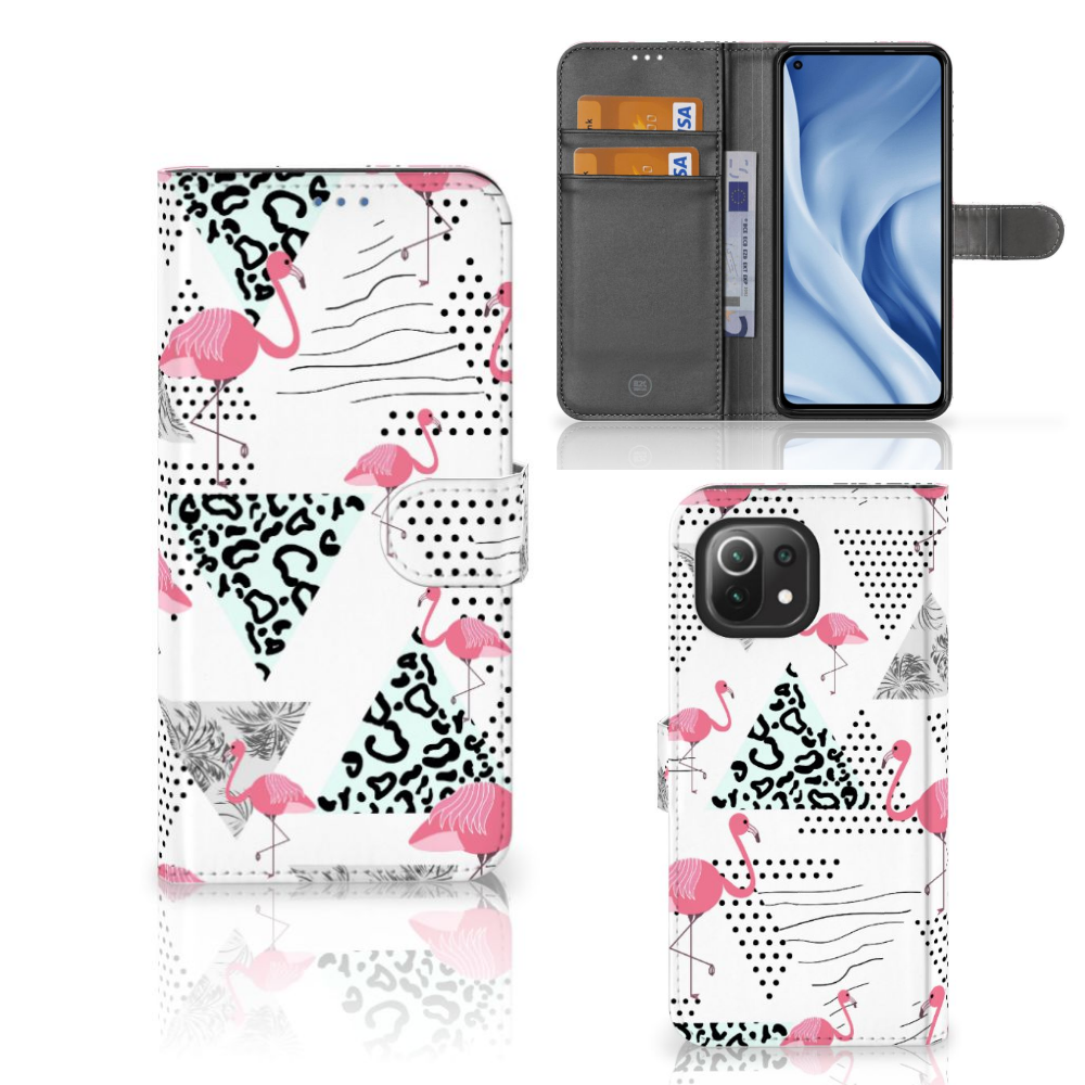 Xiaomi 11 Lite 5G NE | Mi 11 Lite Telefoonhoesje met Pasjes Flamingo Triangle