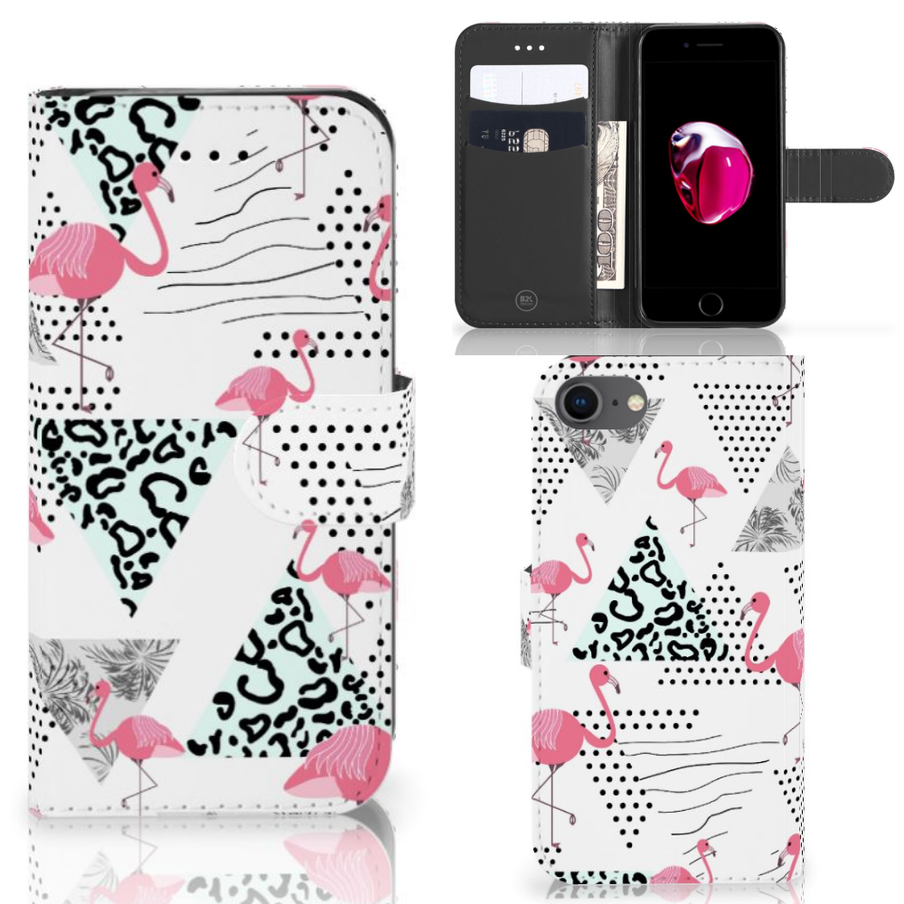 iPhone 7 | 8 | SE (2020) | SE (2022) Telefoonhoesje met Pasjes Flamingo Triangle