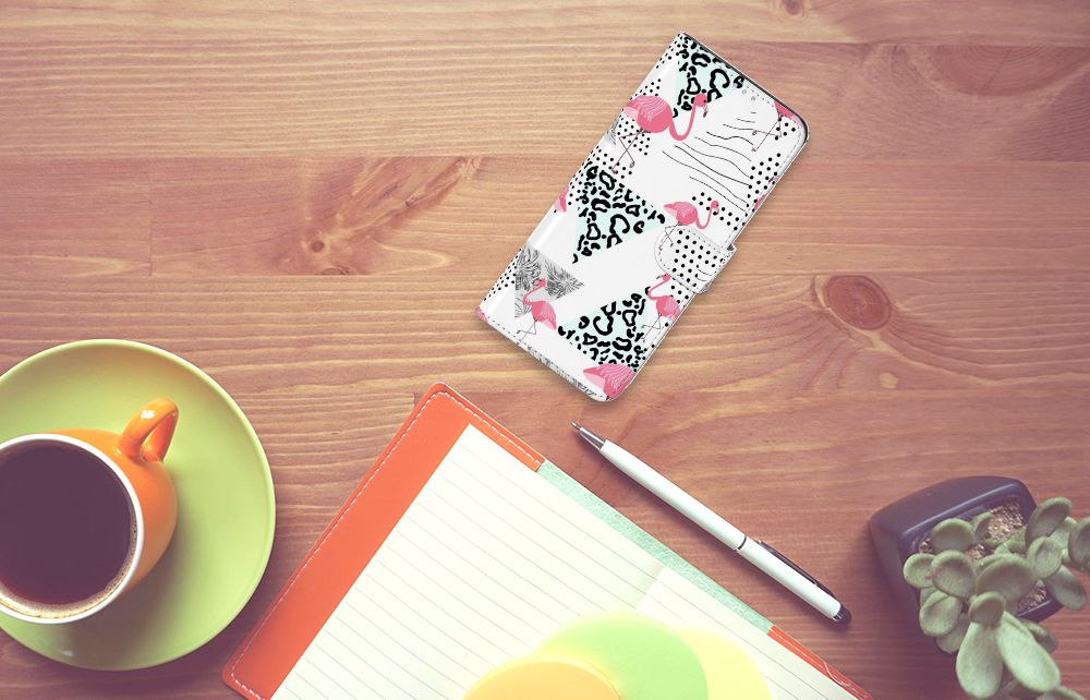 Xiaomi Poco F2 Pro Telefoonhoesje met Pasjes Flamingo Triangle