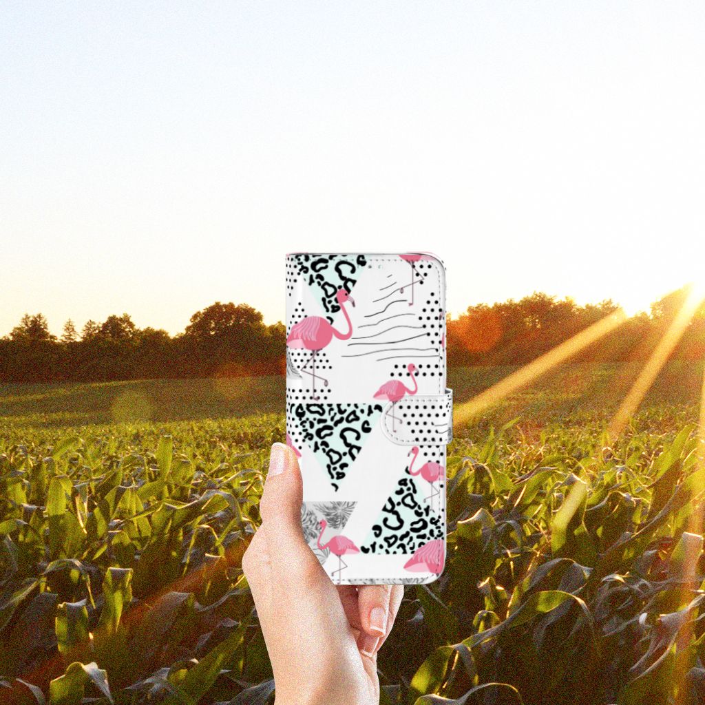 Samsung Galaxy A71 Telefoonhoesje met Pasjes Flamingo Triangle