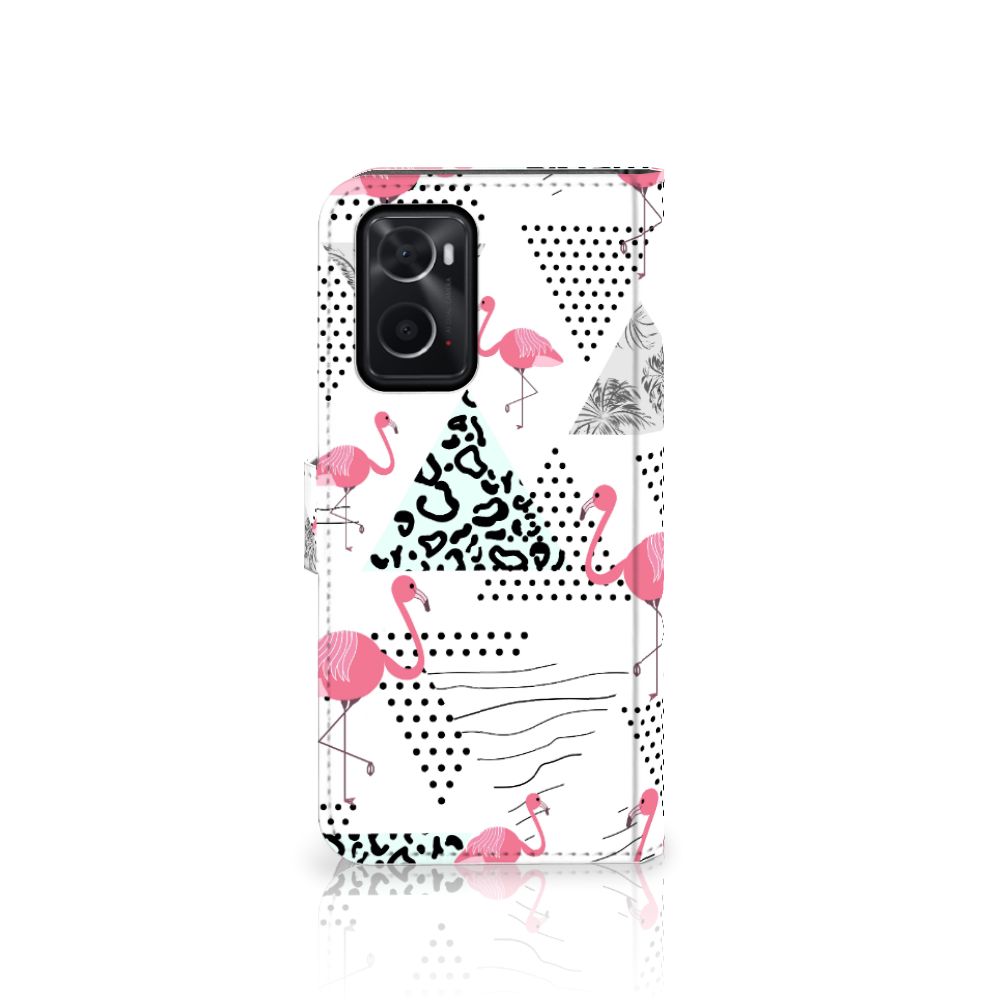 OPPO A76 | A96 Telefoonhoesje met Pasjes Flamingo Triangle