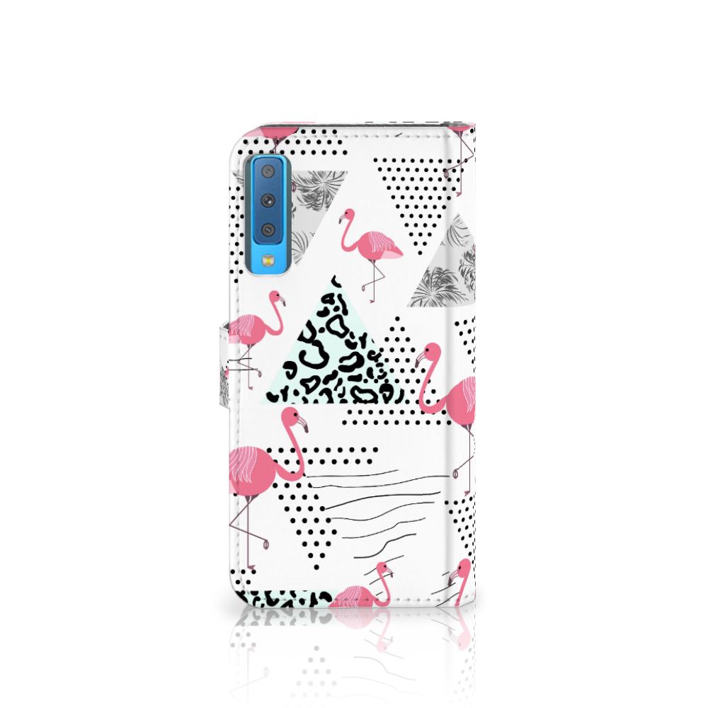 Samsung Galaxy A7 (2018) Telefoonhoesje met Pasjes Flamingo Triangle