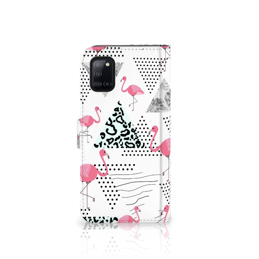 Samsung Galaxy A31 Telefoonhoesje met Pasjes Flamingo Triangle