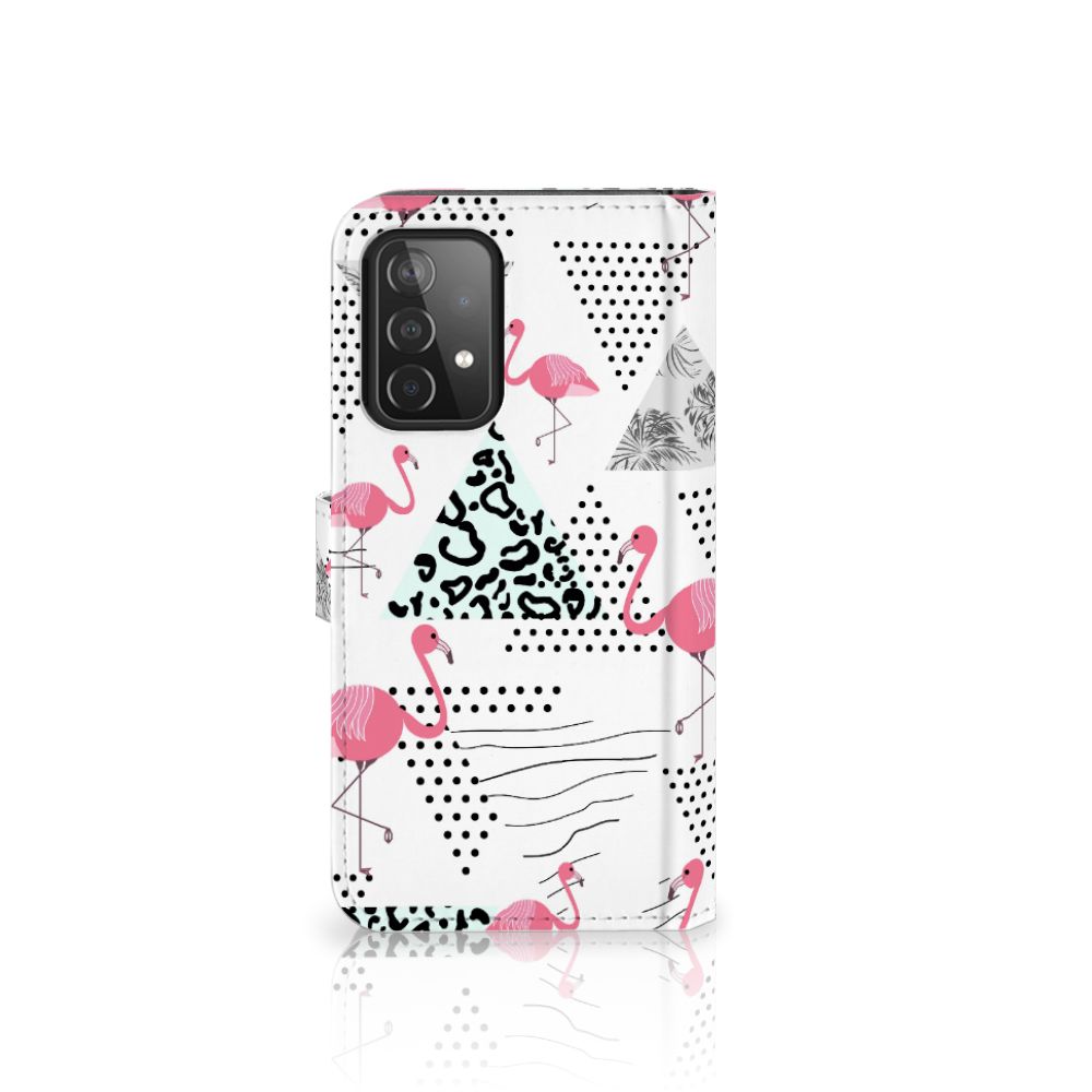Samsung Galaxy A52 Telefoonhoesje met Pasjes Flamingo Triangle