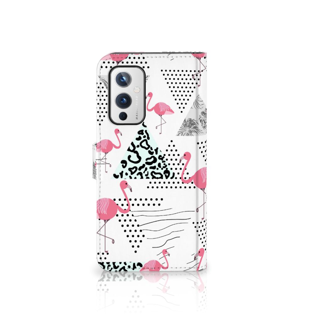 OnePlus 9 Telefoonhoesje met Pasjes Flamingo Triangle