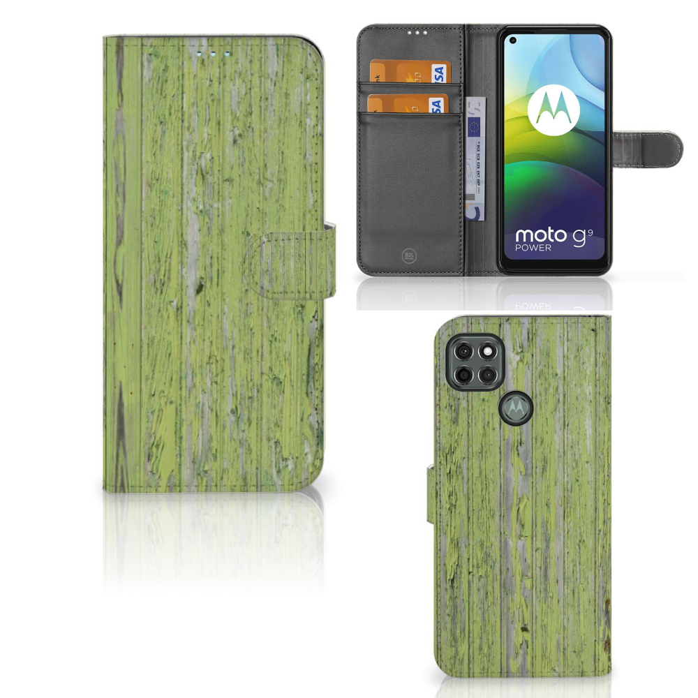 Motorola Moto G9 Power Book Style Case Green Wood
