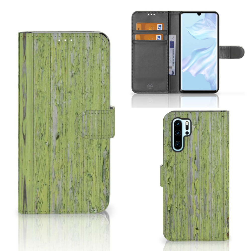 Huawei P30 Pro Book Style Case Green Wood