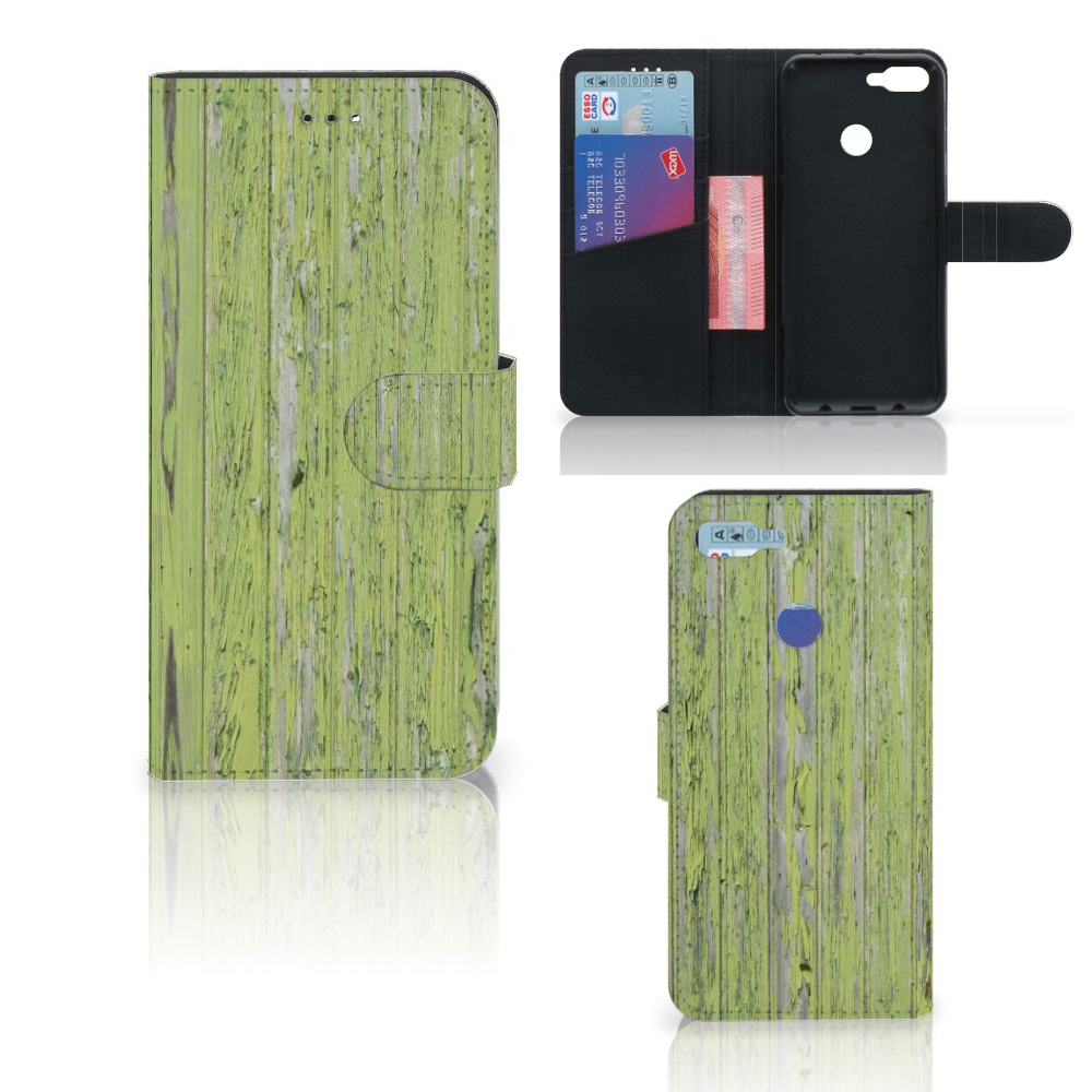 Huawei P Smart Boekhoesje Design Green Wood