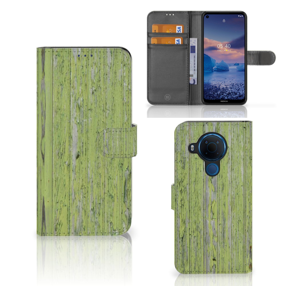 Nokia 5.4 Book Style Case Green Wood