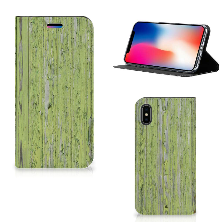 Apple iPhone X | Xs Standcase Hoesje Design Green Wood