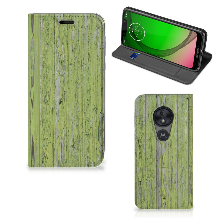 Motorola Moto G7 Play Book Wallet Case Green Wood