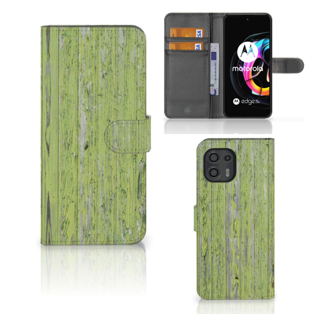 Motorola Edge 20 Lite Book Style Case Green Wood