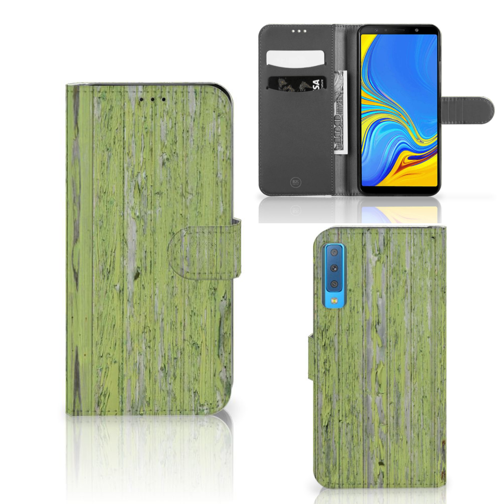 Samsung Galaxy A7 (2018) Book Style Case Green Wood