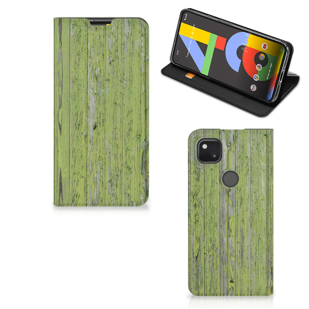 Google Pixel 4a Book Wallet Case Green Wood