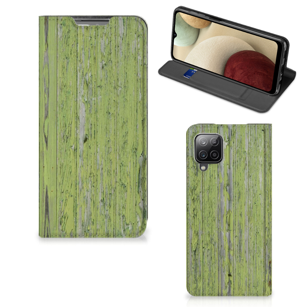 Samsung Galaxy A12 Book Wallet Case Green Wood