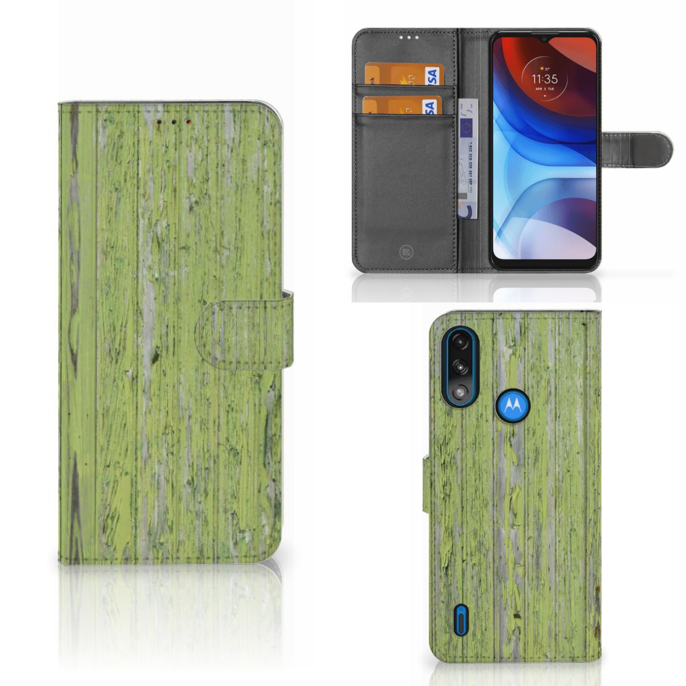 Motorola Moto E7i Power | E7 Power Book Style Case Green Wood