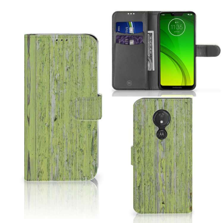 Motorola Moto G7 Power Book Style Case Green Wood