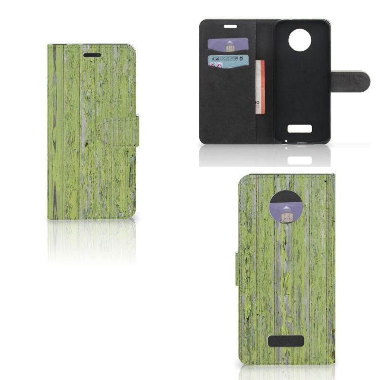 Motorola Moto Z Book Style Case Green Wood