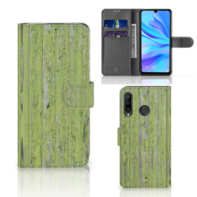 Huawei P30 Lite (2020) Book Style Case Green Wood