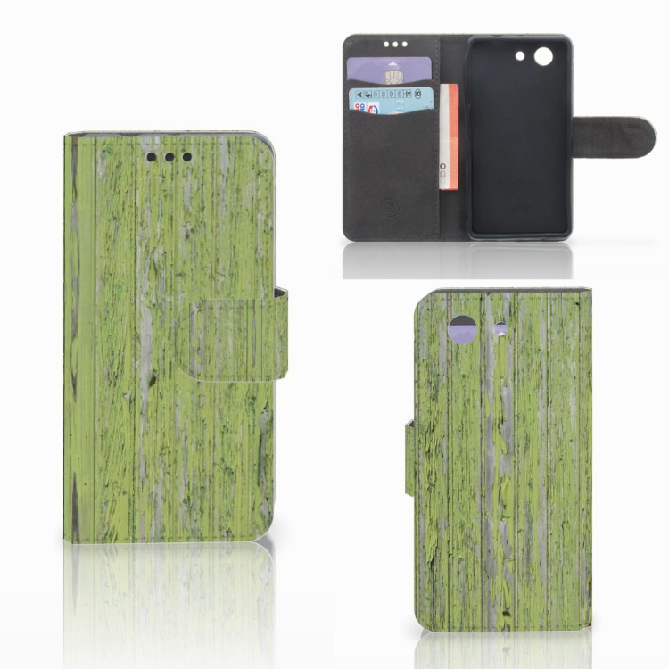 Sony Xperia Z3 Compact Book Style Case Green Wood