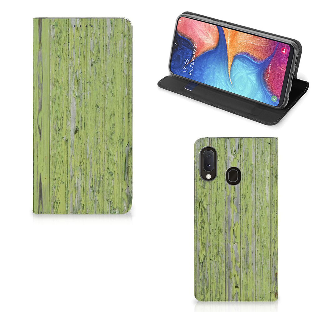 Samsung Galaxy A20e Book Wallet Case Green Wood