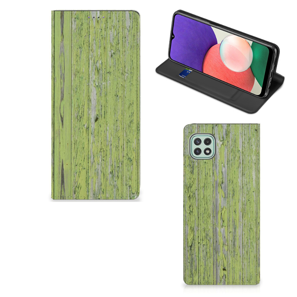 Samsung Galaxy A22 5G Book Wallet Case Green Wood