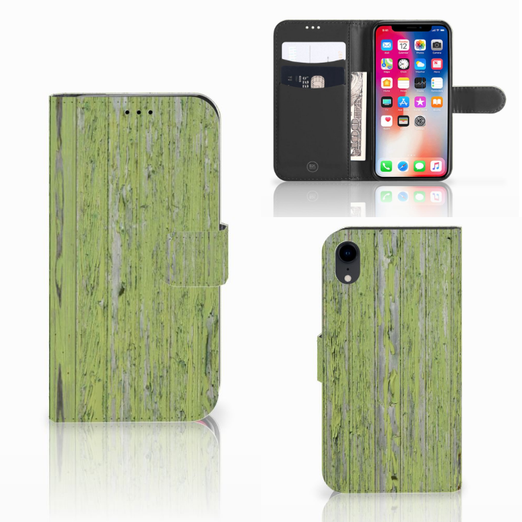 Apple iPhone Xr Boekhoesje Design Green Wood
