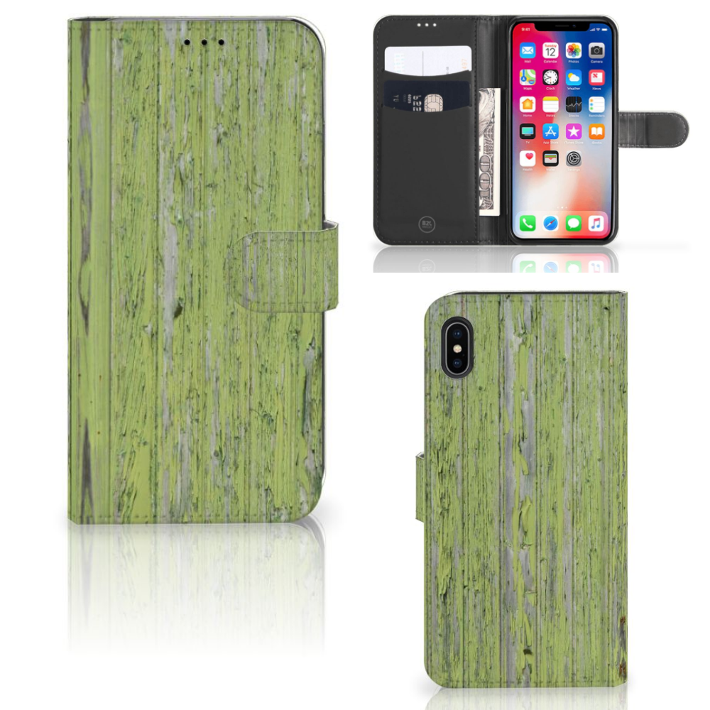 Apple iPhone Xs Max Boekhoesje Design Green Wood