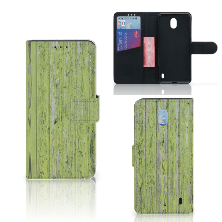 Nokia 1 Plus Book Style Case Green Wood