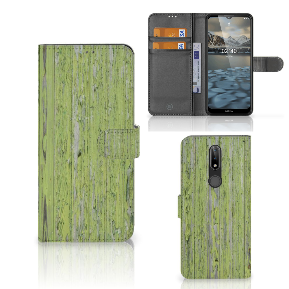 Nokia 2.4 Book Style Case Green Wood