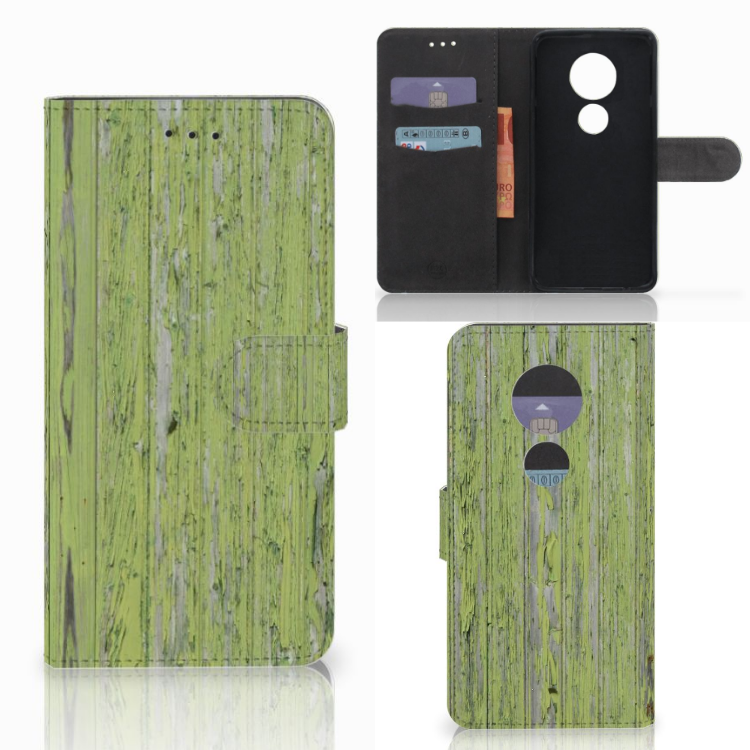 Motorola Moto E5 Play Book Style Case Green Wood