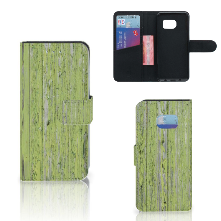 Samsung Galaxy S6 Edge Book Style Case Green Wood