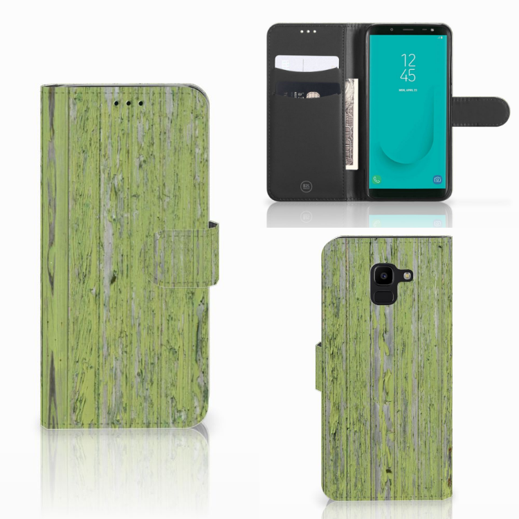 Samsung Galaxy J6 2018 Book Style Case Green Wood