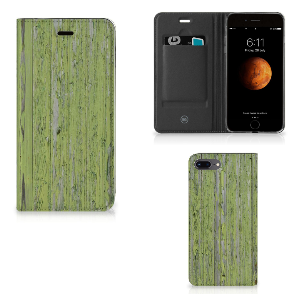 Apple iPhone 7 Plus | 8 Plus Standcase Hoesje Design Green Wood