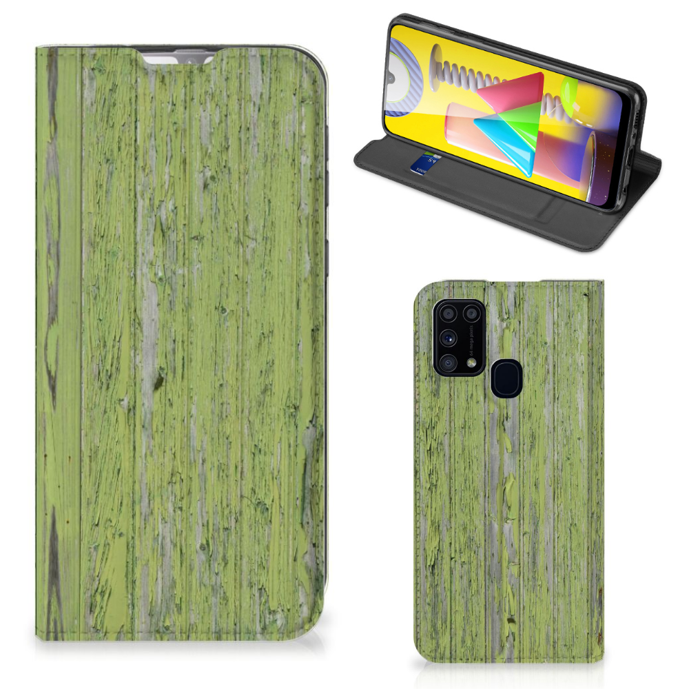 Samsung Galaxy M31 Book Wallet Case Green Wood