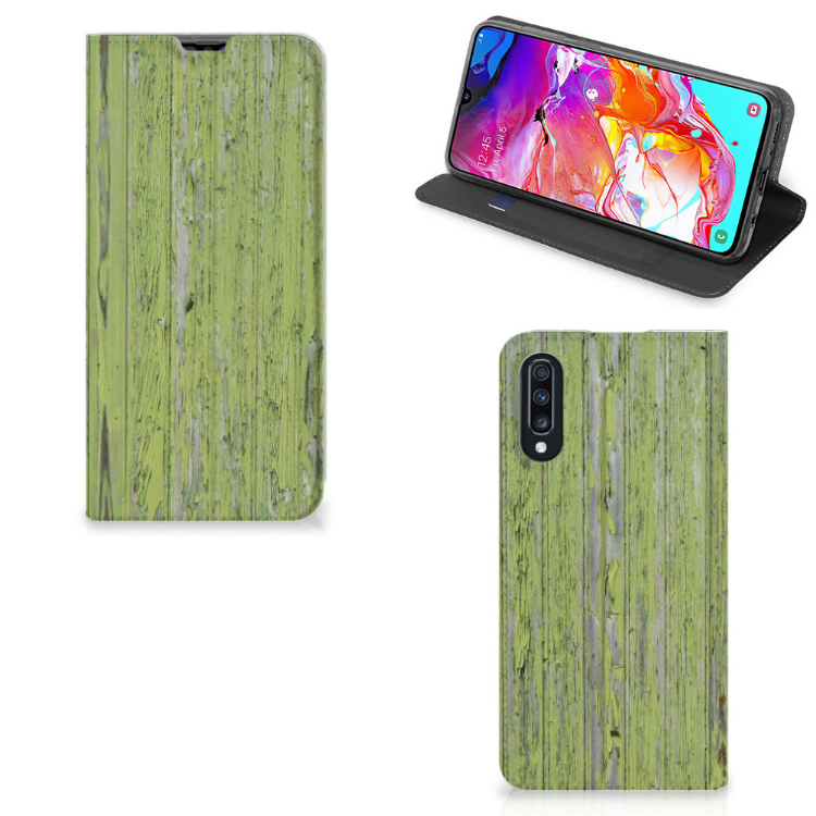 Samsung Galaxy A70 Book Wallet Case Green Wood
