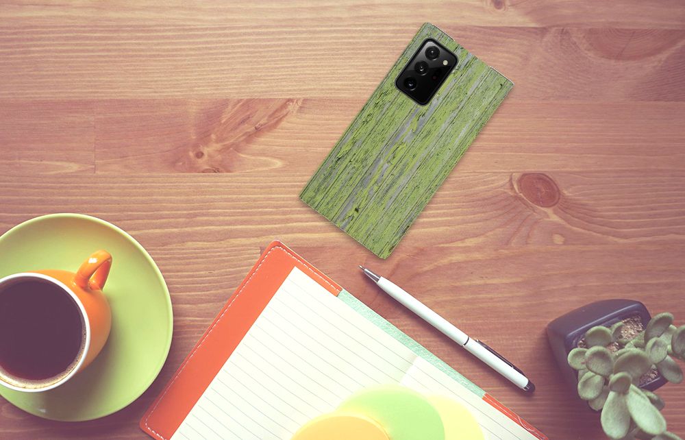 Samsung Galaxy Note 20 Ultra Book Wallet Case Green Wood