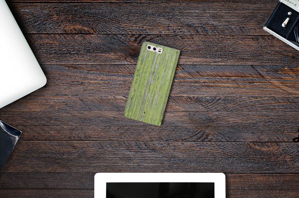 Huawei P10 Plus Book Wallet Case Green Wood