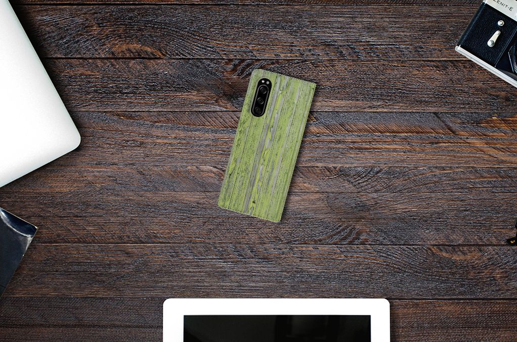 Sony Xperia 5 Book Wallet Case Green Wood