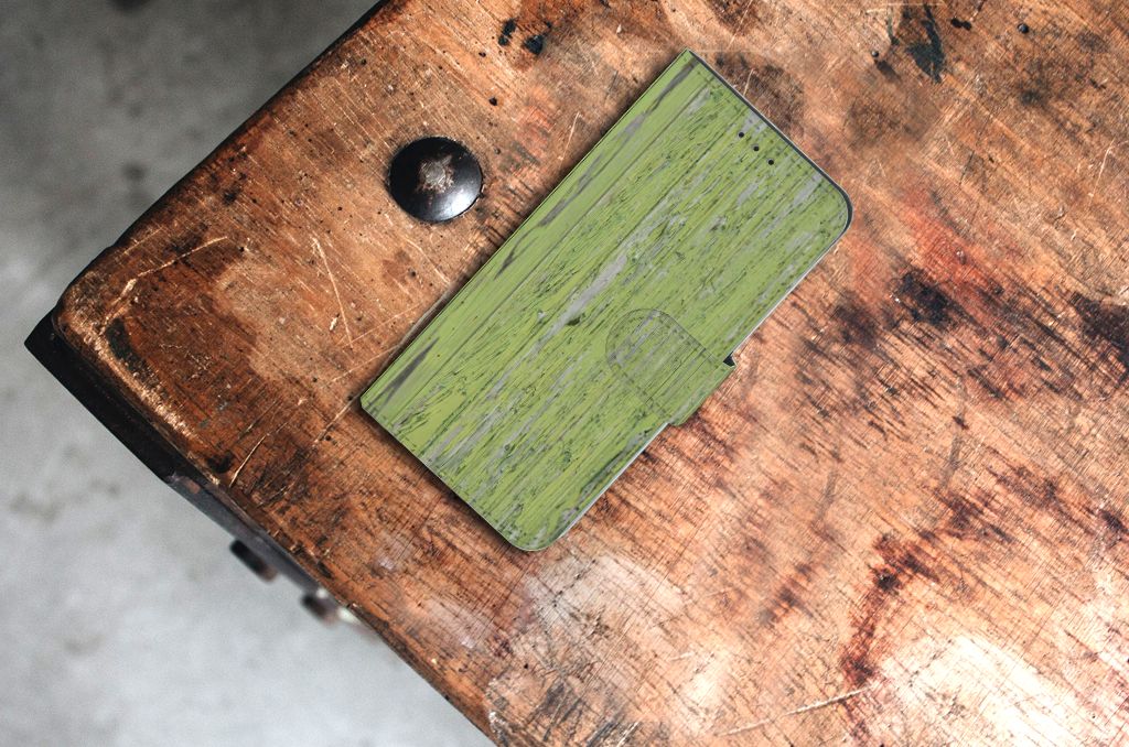 Motorola Moto G5 Plus Book Style Case Green Wood