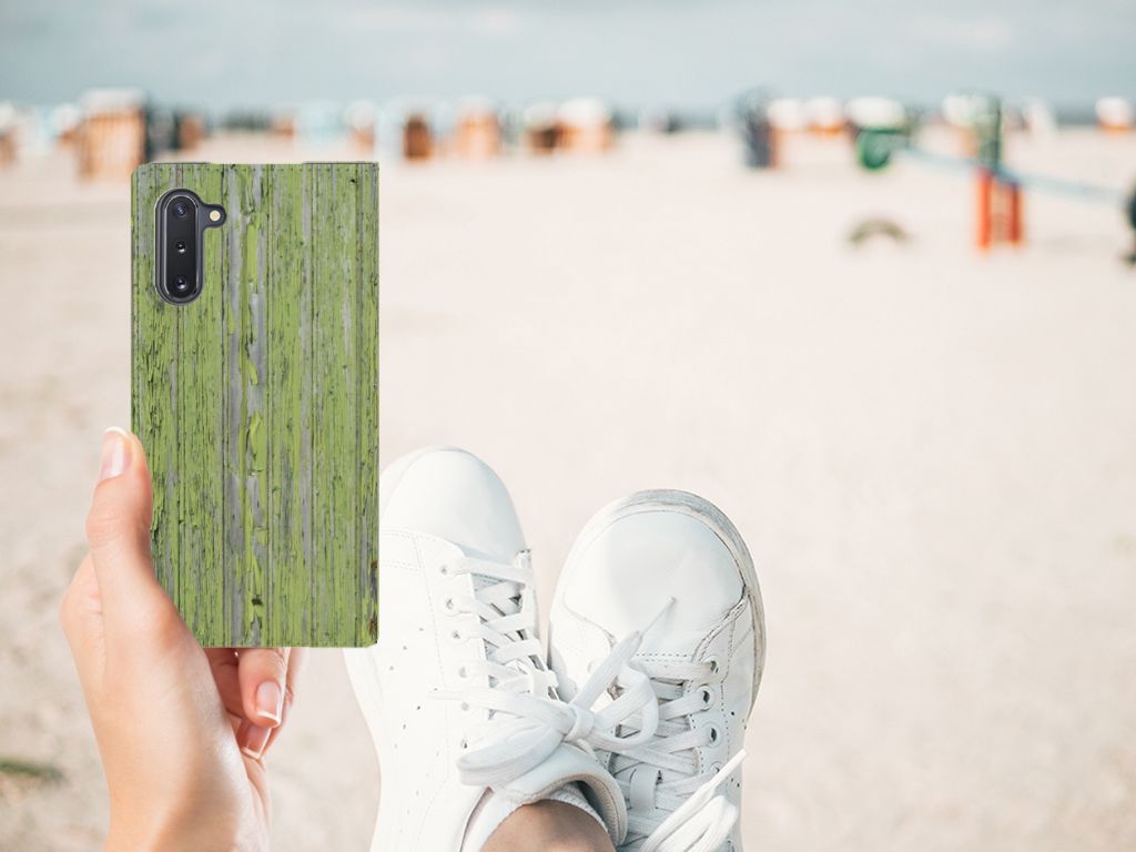 Samsung Galaxy Note 10 Book Wallet Case Green Wood