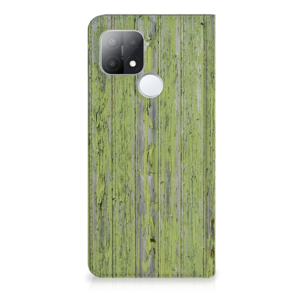 OPPO A15 Book Wallet Case Green Wood