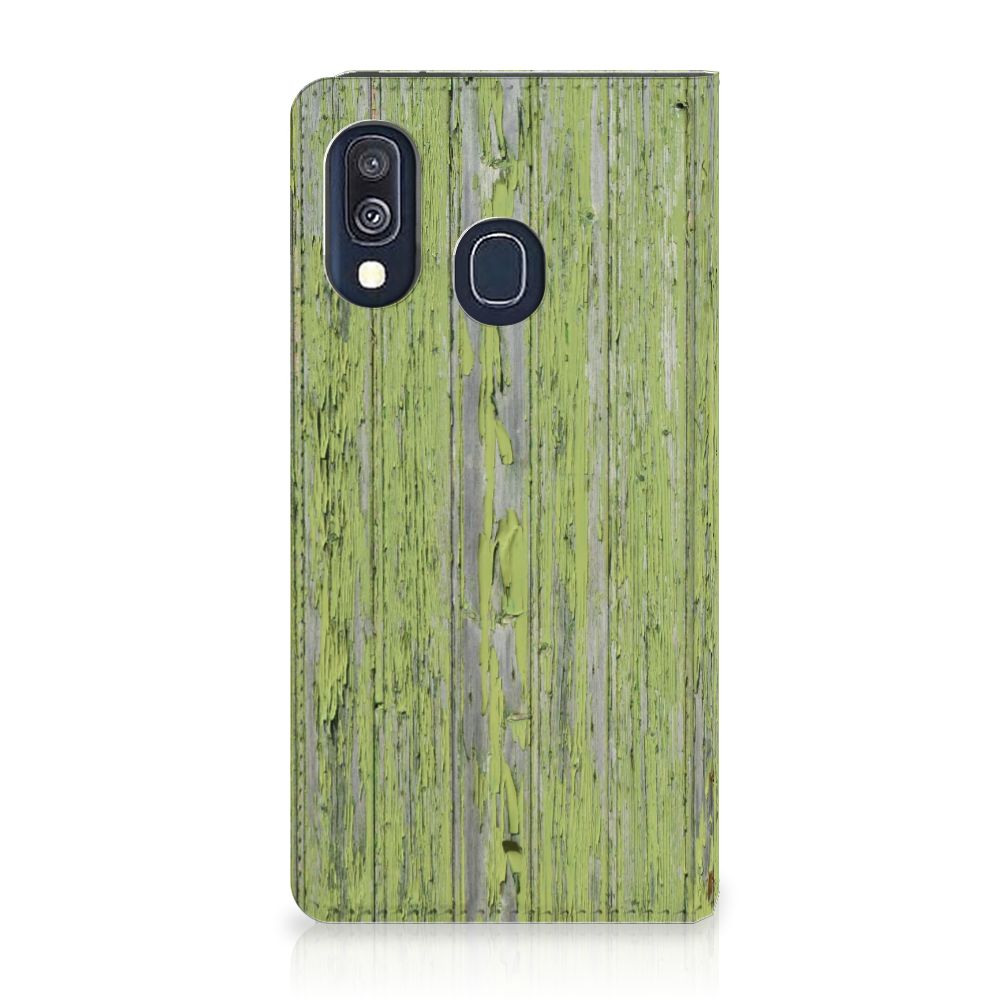 Samsung Galaxy A40 Book Wallet Case Green Wood